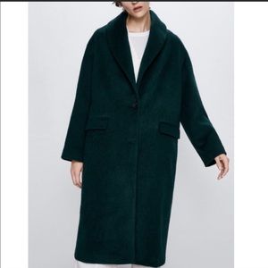 Zara Emerald Green Long Wool Coat